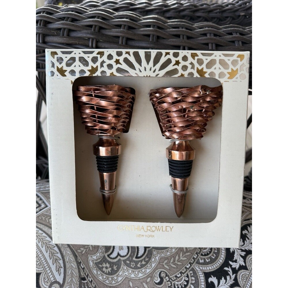 Cynthia Rowley~Copper~set Of 2 Wine Bottle Stoppers~NIB w/ Defects